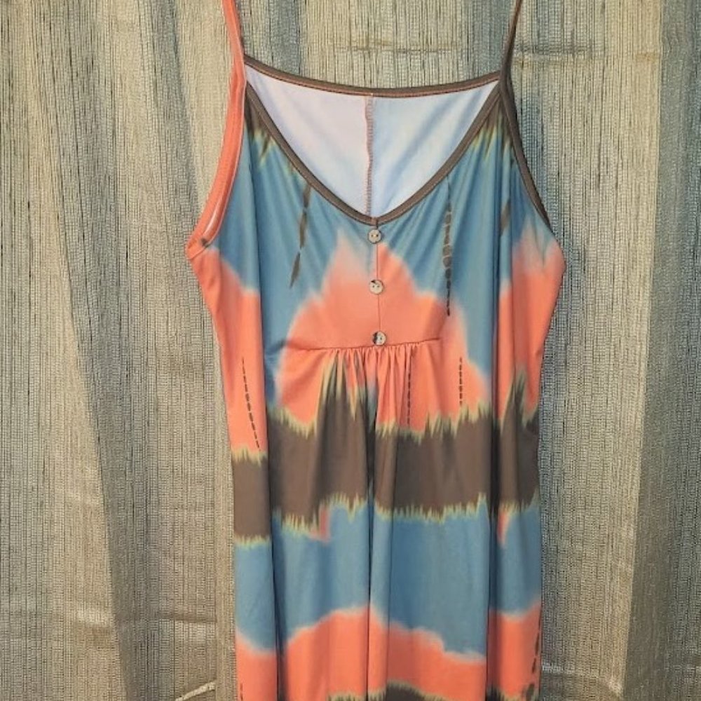 Tye Die Peach and Brown Sun Dress